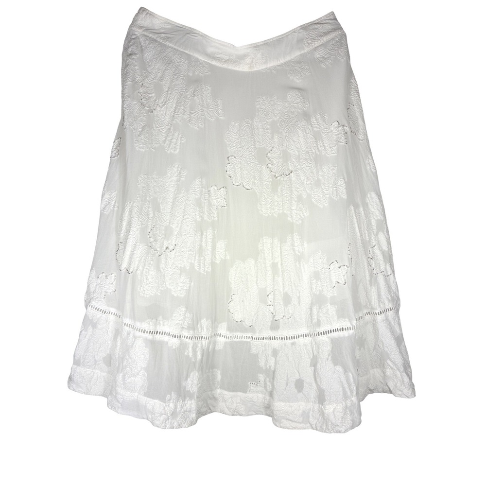 Soft Surroundings ivory bohemian peasant skirt beaded floral embroidery  Sz XL